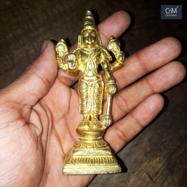 3-Inch Brass Narayan Murty Idol - Handcrafted Hindu God Figurine for Home Decor and Pooja Room - Image 5
