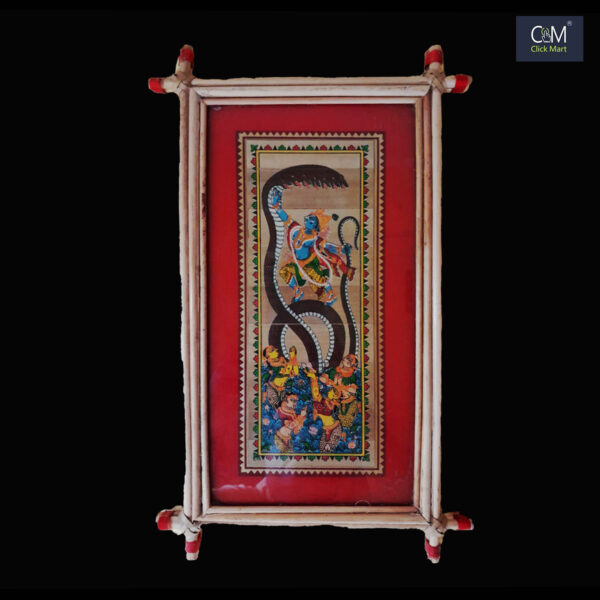 Handmade Pattachitra Painting: Lord Krishna Kalia Daman Art - Traditional Odisha Craft - Image 2