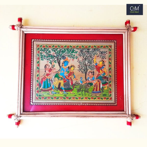 Authentic Handmade Pattachitra Art: Lord Krishna Playing with Gopis - Traditional Indian Wall Hanging