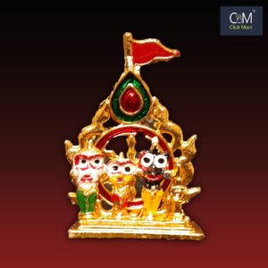 Gold Plated Lord Jagannath Elegant Temple Flag Sighasana Design Metal Murti - Exquisite Religious Idol for Home Decor