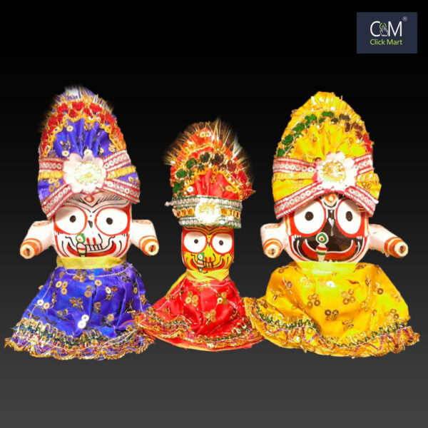 Pure Neem Wood Jagannath Mahaprabhu, Balabhadra, and Subhadra Idols – Handcrafted Wooden Deity Set for Pooja and Home Temple - Image 2